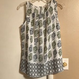 LOFT top/S. Olive/navy on white